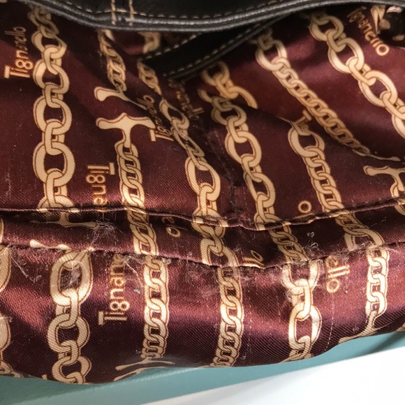 Tignanello black leather square two handle satchel purse - Picture 11 of 15